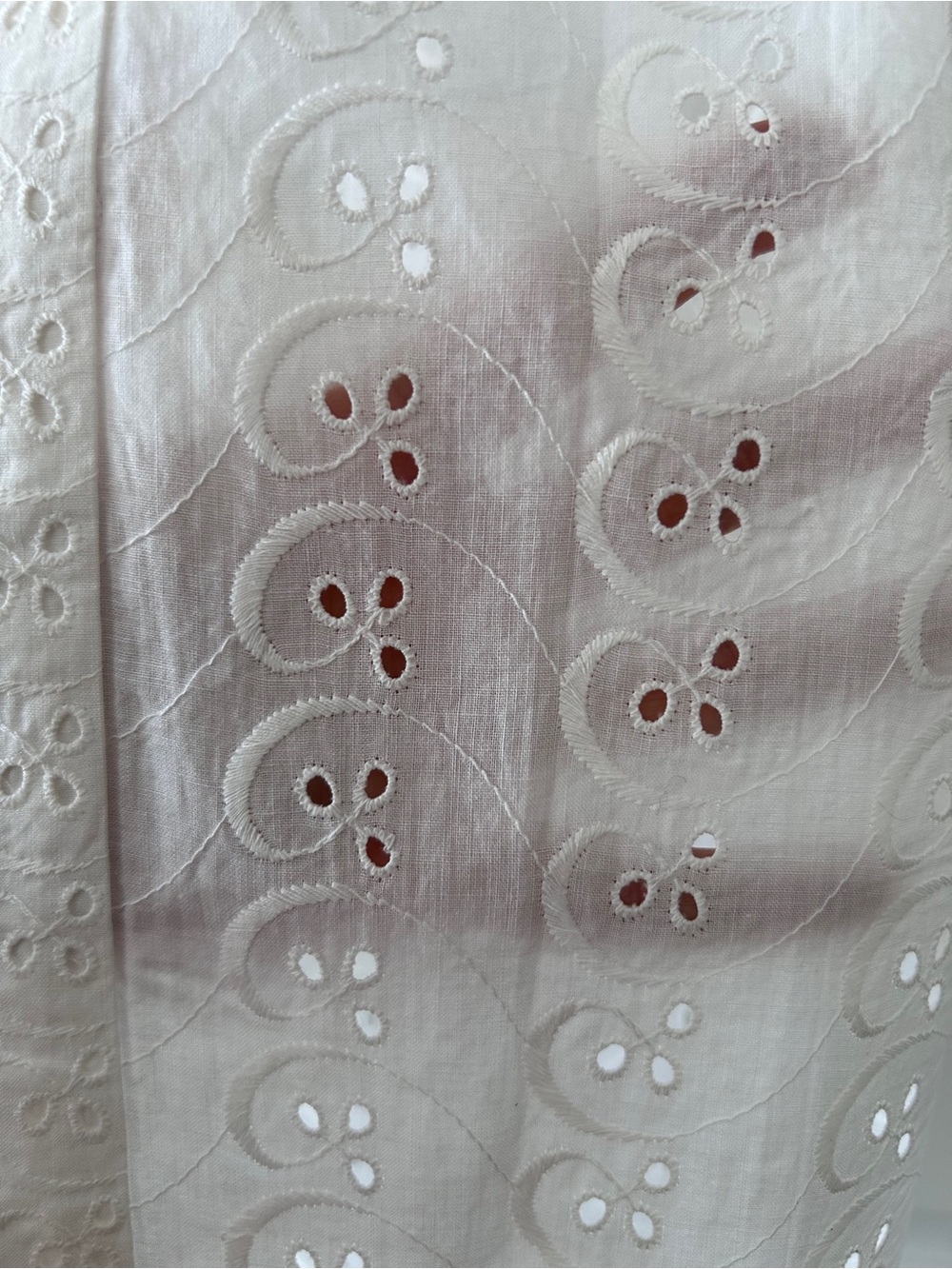 White Cotton Eyelet Nagajuban Kimono with Silk Obijime Waist Cord - Picture 8 of 8